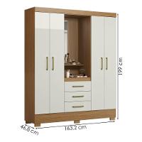 Guarda Roupa Casal Capela 4 Portas 164 Cm Paris Atacama Off White Armoveis Atacama Off White - 6