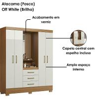 Guarda Roupa Casal Capela 4 Portas 164 Cm Paris Atacama Off White Armoveis Atacama Off White - 7