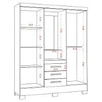 Guarda Roupa Casal Capela 4 Portas 164 Cm Paris Atacama Off White Armoveis Atacama Off White - 8