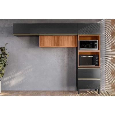 Cozinha Completa Proença 3 Peças (2aéreos+1torrequente) C3p66 Nogueira-carbono Prime Tx - Demóbile