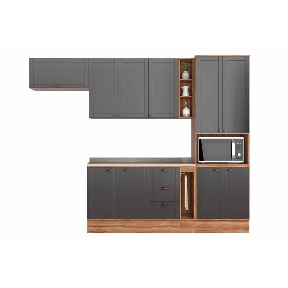 Cozinha Completa Bella 6 Peças (2aéreos+1balcão+1paneleiro+2complementos) C6p109 Nogal-cinza - Carraro - 5