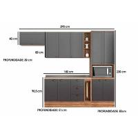 Cozinha Completa Bella 6 Peças (2aéreos+1balcão+1paneleiro+2complementos) C6p109 Nogal-cinza - Carraro - 2