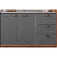 Cozinha Completa Bella 6 Peças (2aéreos+1balcão+1paneleiro+2complementos) C6p109 Nogal-cinza - Carraro