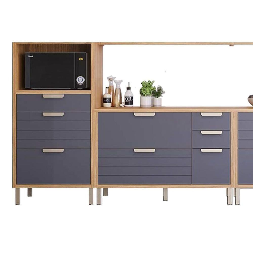 Cozinha Completa Eloise 6 Peças (3aéreos+2balcões+1paneleiro) Cz026 Freijo-titanium - Mgm - 7
