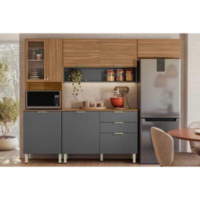 Cozinha Completa Alba 4 Peças (2aéreos+1balcão+1paneleiro) C4p227 Amendola-grafito Prime Tx - Demóbile