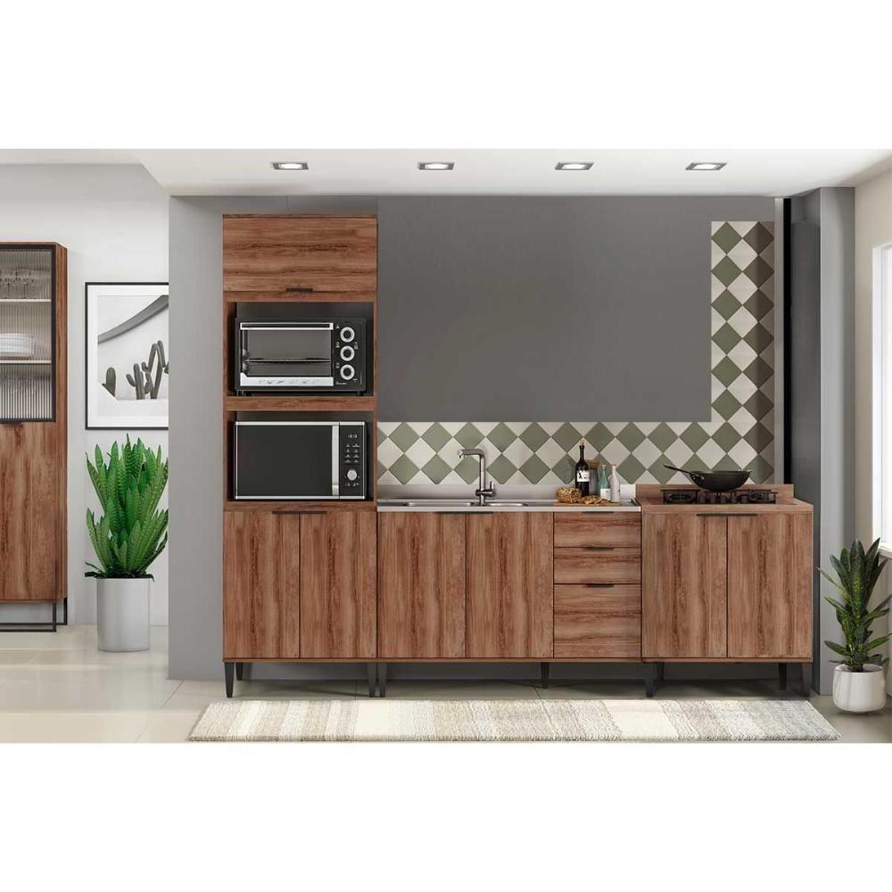 Cozinha Completa Alpha 3 Peças (2balcões+1torrequente) C3p38 Freijo - Carraro - 1