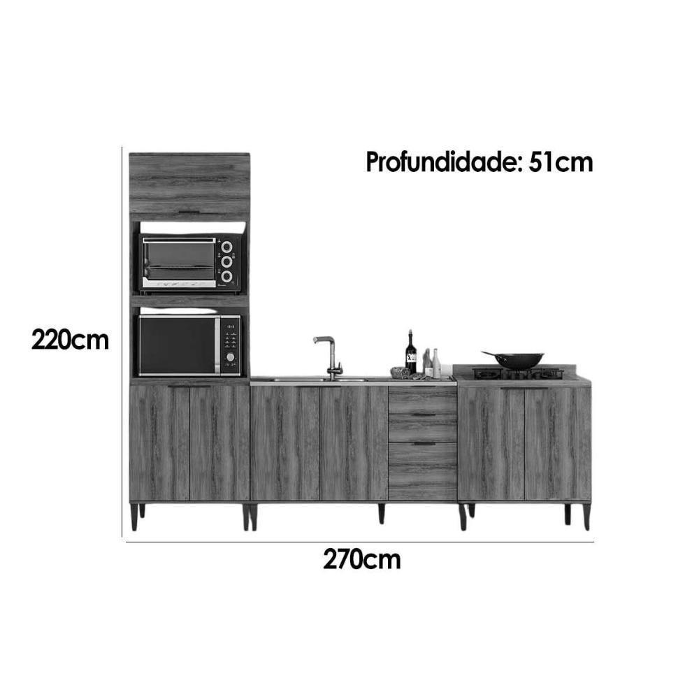 Cozinha Completa Alpha 3 Peças (2balcões+1torrequente) C3p38 Freijo - Carraro - 2