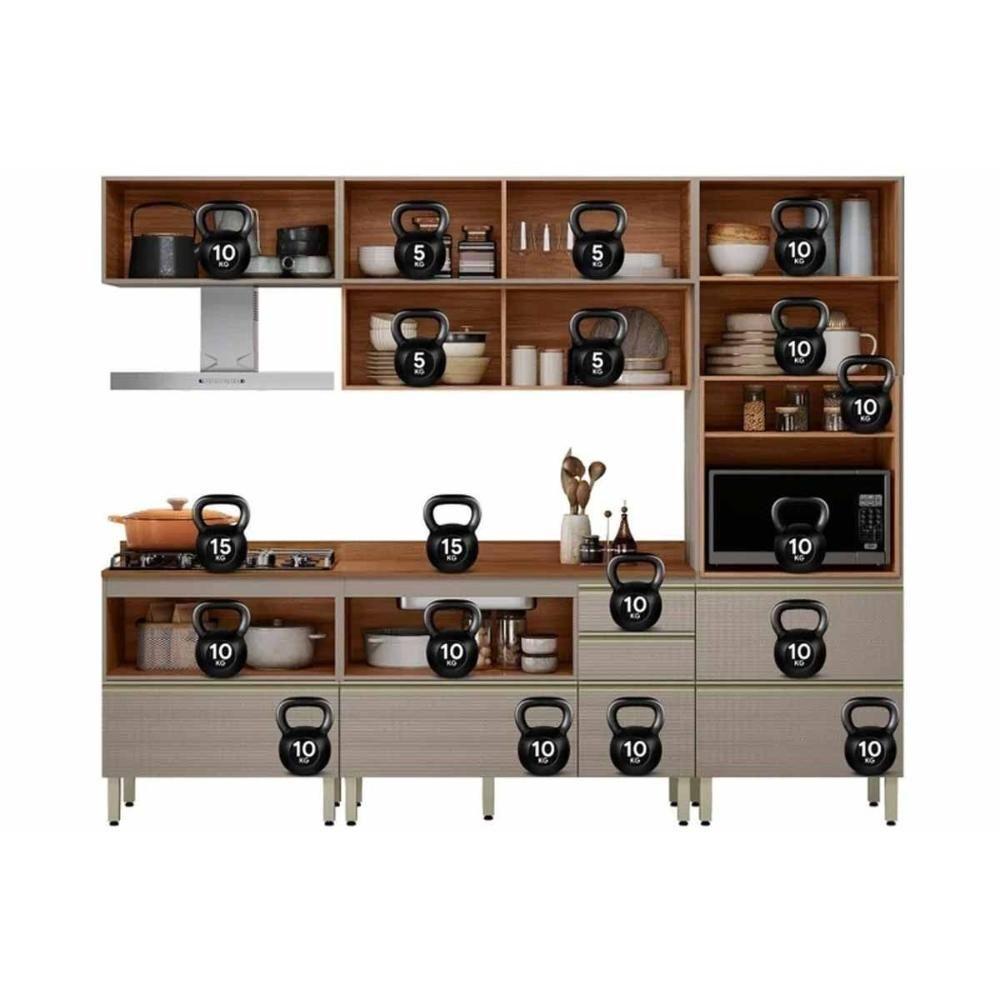 Cozinha Completa Proença 5 Peças (2aéreos+2balcões+1torrequente) C5p127 Nogueira-carbono Prime Tx - Demóbile - 8