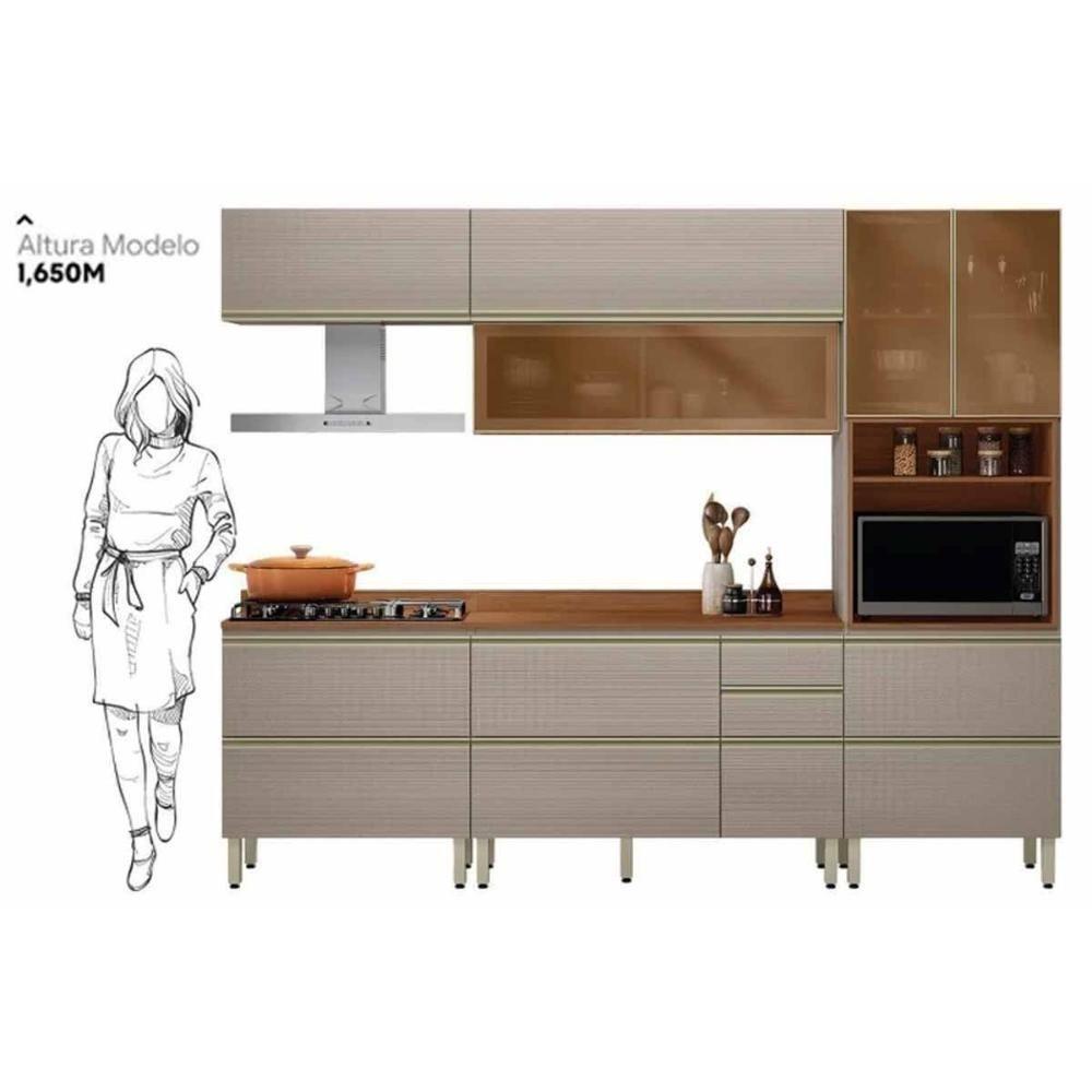 Cozinha Completa Proença 5 Peças (2aéreos+2balcões+1torrequente) C5p127 Nogueira-carbono Prime Tx - Demóbile - 10