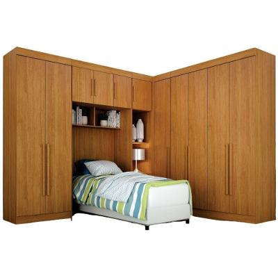 Conjunto Guarda Roupa Modulado Orion Cinamomo Solteiro 11 Portas 9 Gavetas Leifer Móveis
