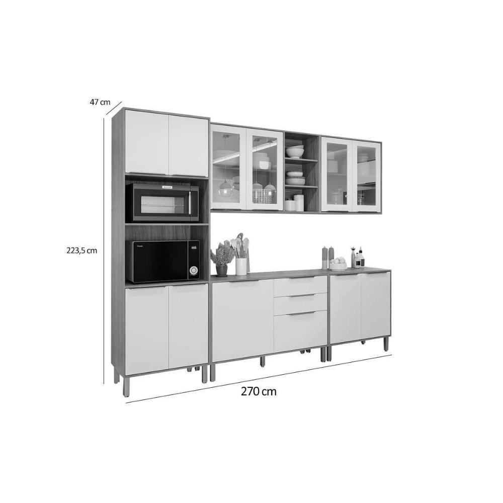 Cozinha Completa Brilhante 5 Peças (2aéreos+2balcões+1torrequente) C5p161 Cinamomo-platina - Mgm - 2