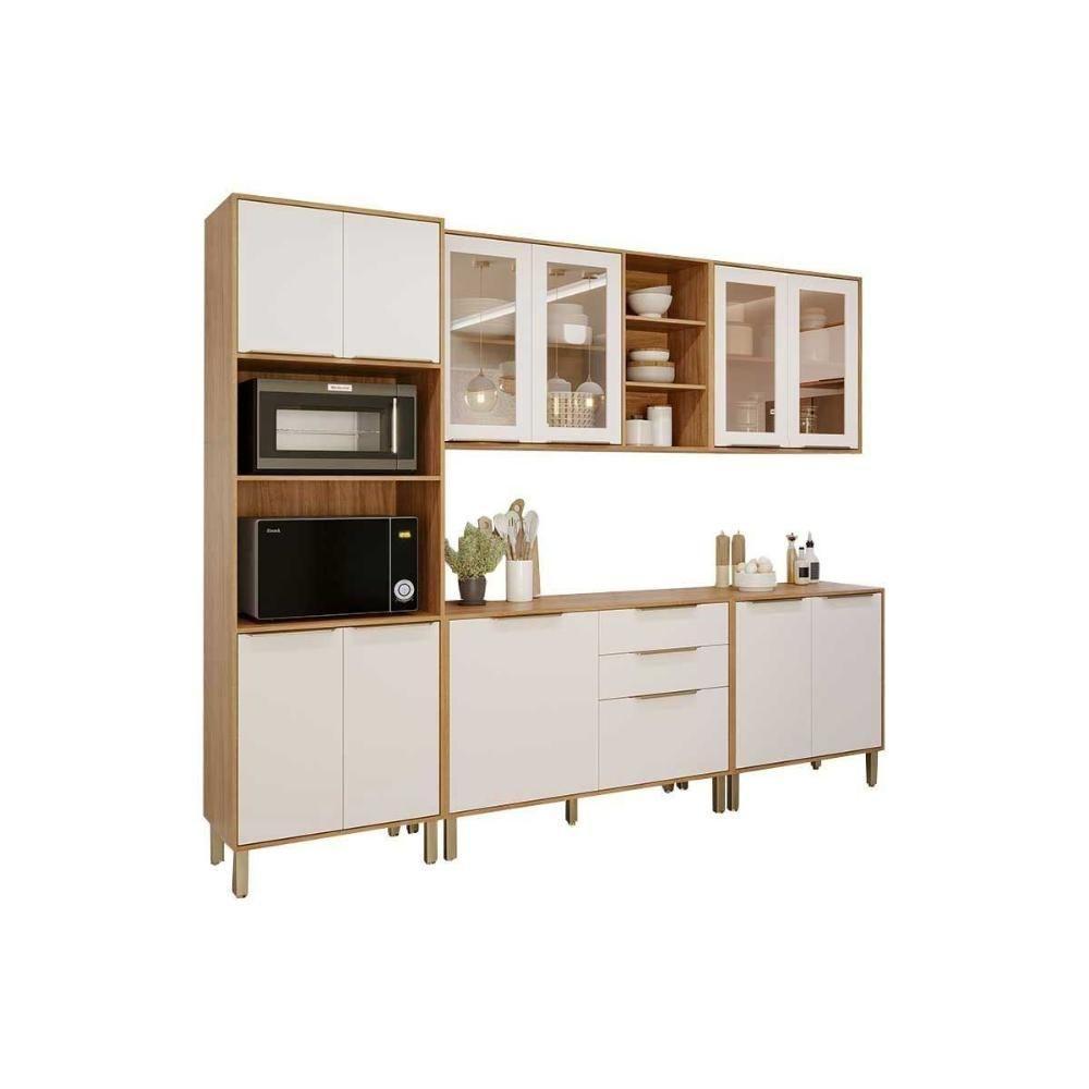 Cozinha Completa Brilhante 5 Peças (2aéreos+2balcões+1torrequente) C5p161 Cinamomo-platina - Mgm - 5