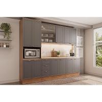 Cozinha Modulada Carraro Bella 5 Peças (2aéreos+2balcões+1paneleiro) C5p120 Nogal-cinza-carraro - 1