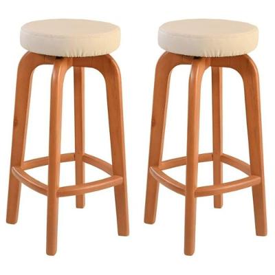 Conjunto 2 Banqueta Bar Em Madeira Maciça Amêndoa