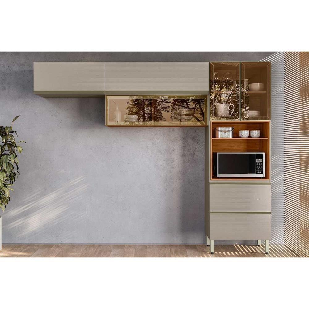 Cozinha Completa Proença 3 Peças (2aéreos+1paneleiro) C3p62 Nogueira Touch-nude Prime - Demóbile - 1