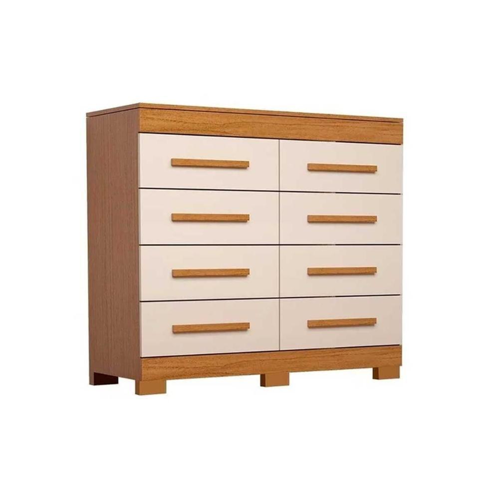 Cômoda Solteiro Nalu C- 8 Gavetas Cinamomo-off White - Acp - 1