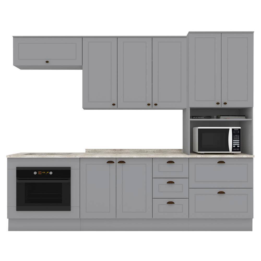 Cozinha Modulada 7 Pecas 272 Cm Ce790 Americana Cinza Calcare Henn Cinza Calcare - 1