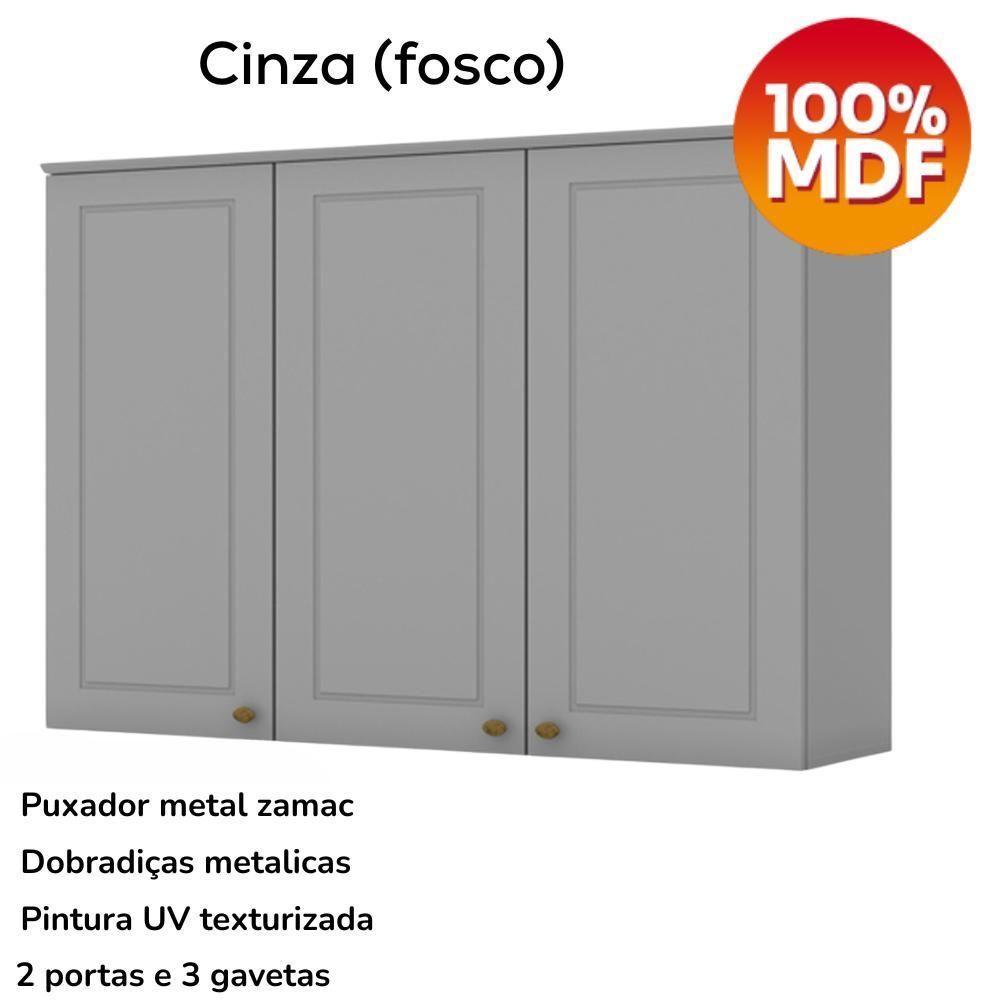 Cozinha Modulada 7 Pecas 272 Cm Ce790 Americana Cinza Calcare Henn Cinza Calcare - 2
