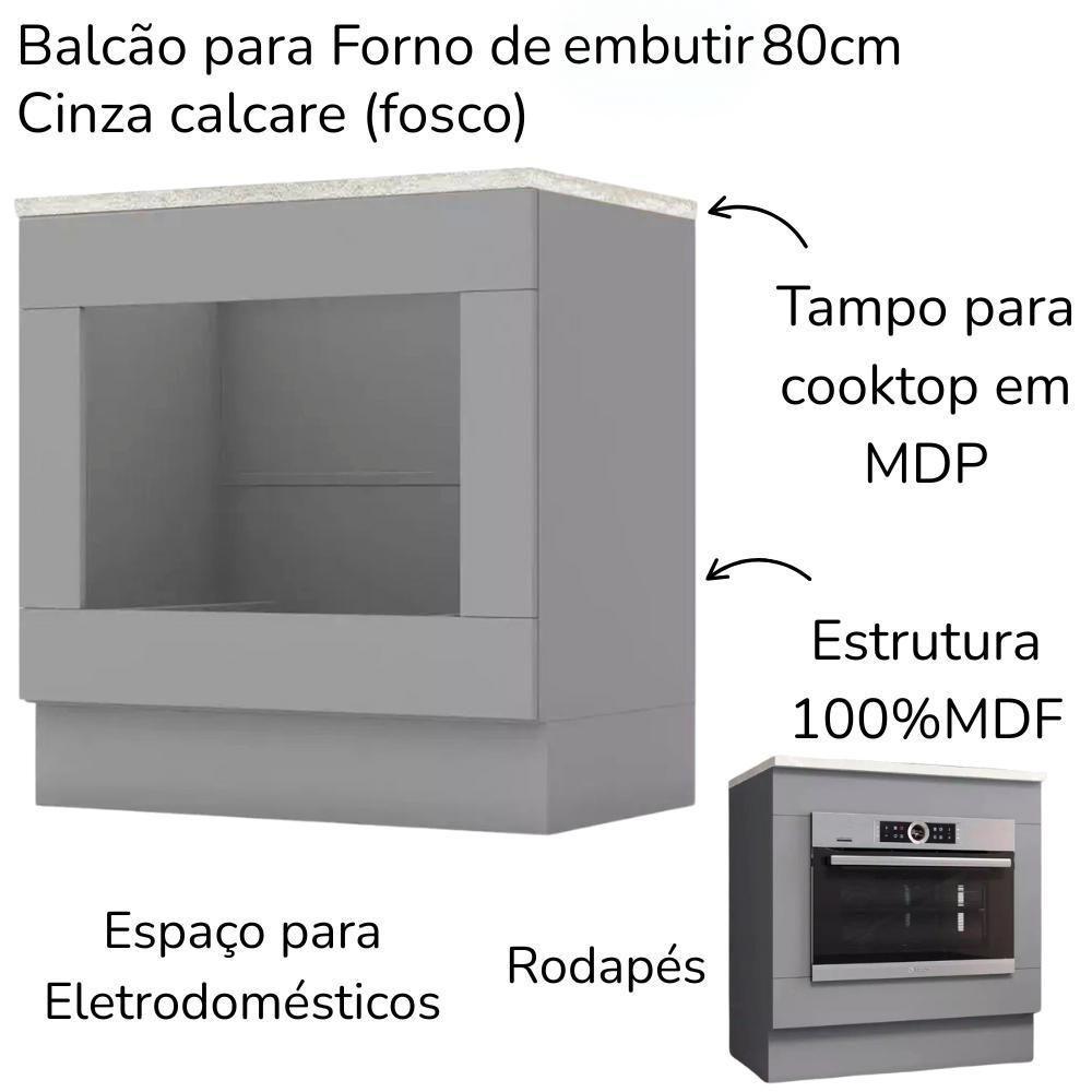 Cozinha Modulada 7 Pecas 272 Cm Ce790 Americana Cinza Calcare Henn Cinza Calcare - 4