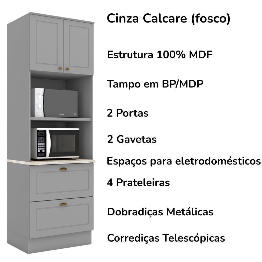 Cozinha Modulada 7 Pecas 272 Cm Ce790 Americana Cinza Calcare Henn Cinza Calcare - 5