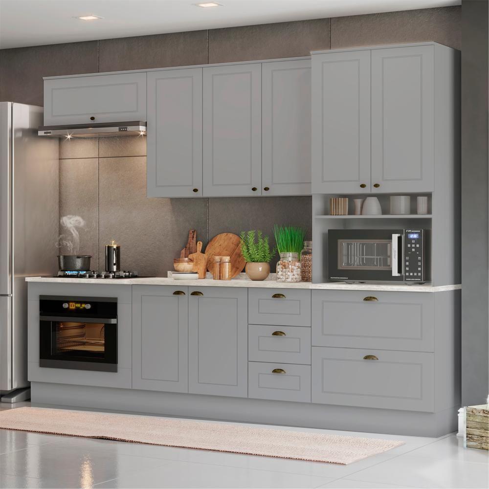 Cozinha Modulada 7 Pecas 272 Cm Ce790 Americana Cinza Calcare Henn Cinza Calcare - 6