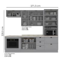 Cozinha Modulada 7 Pecas 272 Cm Ce790 Americana Cinza Calcare Henn Cinza Calcare - 9