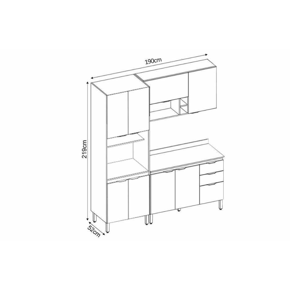 Cozinha Completa Firenze 3 Peças (1balcão+1aéreo+1paneleiro) C3p49 Amendola-nude Prime Tx - Demóbile - 3