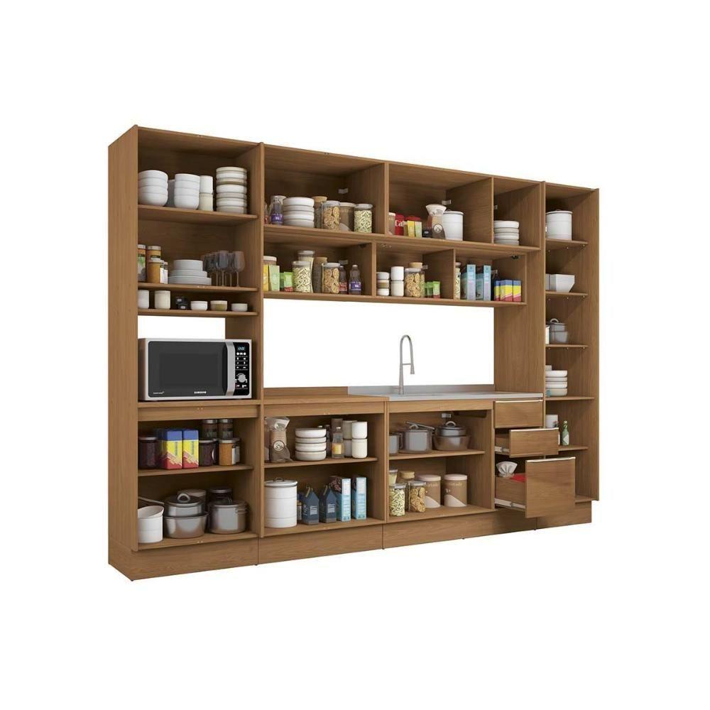 Cozinha Completa Vibra 7 Peças (2aéreos+2balcões+2paneleiros+1complemento) C7p110 Canela-grafite Lacca - Kappesberg - 3