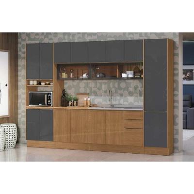 Cozinha Completa Vibra C7P110 16 Portas 3 Gavetas MDF Grafite