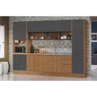 Cozinha Completa Vibra 7 Peças (2aéreos+2balcões+2paneleiros+1complemento) C7p110 Canela-grafite Lacca - Kappesberg - 1