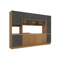 Cozinha Completa Vibra 7 Peças (2aéreos+2balcões+2paneleiros+1complemento) C7p110 Canela-grafite Lacca - Kappesberg - 5