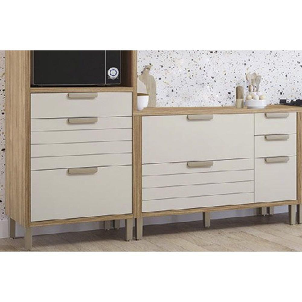 Cozinha Completa Eloise 4 Peças (2aéreos+1balcão+1paneleiro) Cz028 Freijo-titanium - Mgm - 4