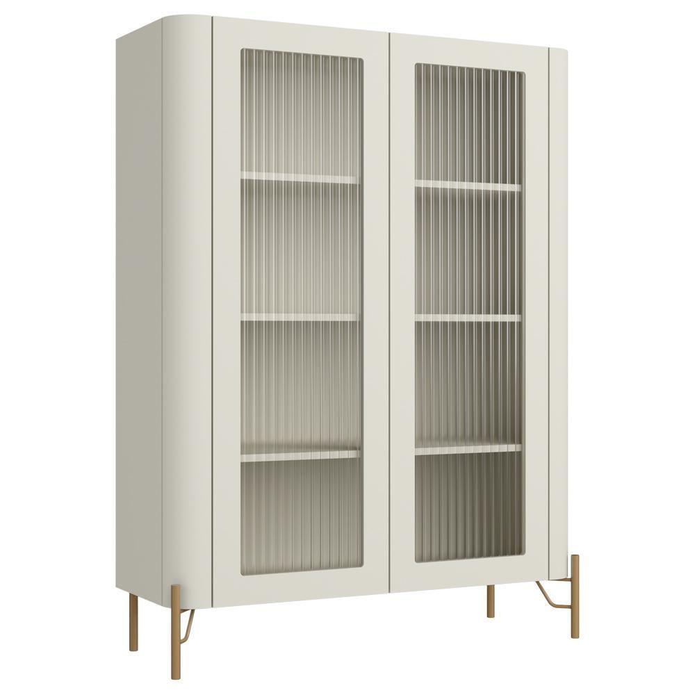 Cristaleira Sala De Jantar 2 Portas Vidro Pés Industrial Dourado Naim I03 Luna - Lyam Decor - 1