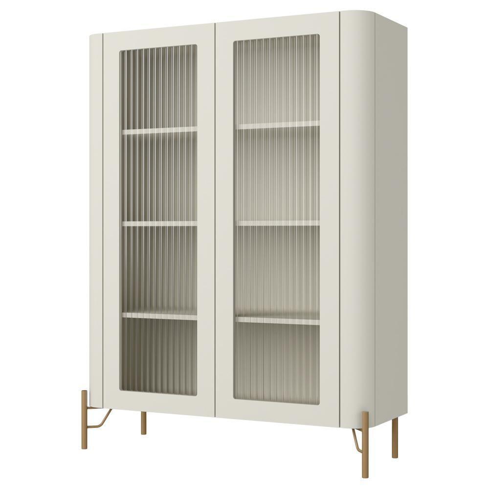 Cristaleira Sala De Jantar 2 Portas Vidro Pés Industrial Dourado Naim I03 Luna - Lyam Decor - 4