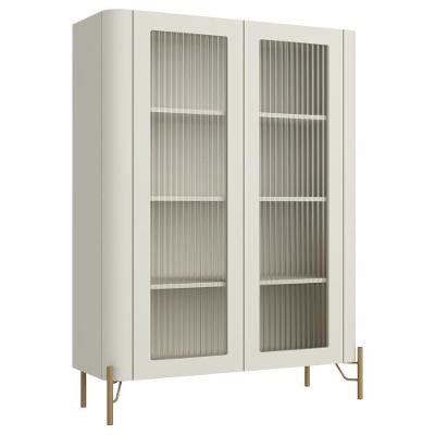 Cristaleira Sala De Jantar 2 Portas Vidro Pés Industrial Dourado Naim I03 Luna - Lyam Decor