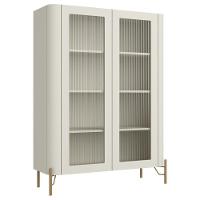 Cristaleira Sala De Jantar 2 Portas Vidro Pés Industrial Dourado Naim I03 Luna - Lyam Decor - 1