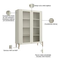 Cristaleira Sala De Jantar 2 Portas Vidro Pés Industrial Dourado Naim I03 Luna - Lyam Decor - 2