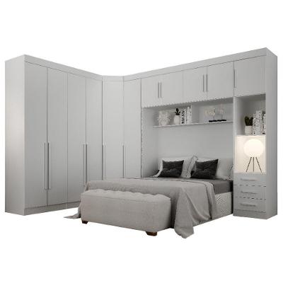 Conjunto Guarda Roupa Modulado Orion Branco Casal 11 Portas 6 Gavetas Leifer Móveis