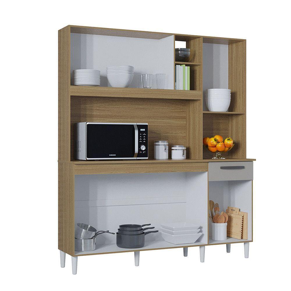 Cozinha Compacta Bárbara 6 Portas 1 Gaveta Poquema Damasco/off White - 3