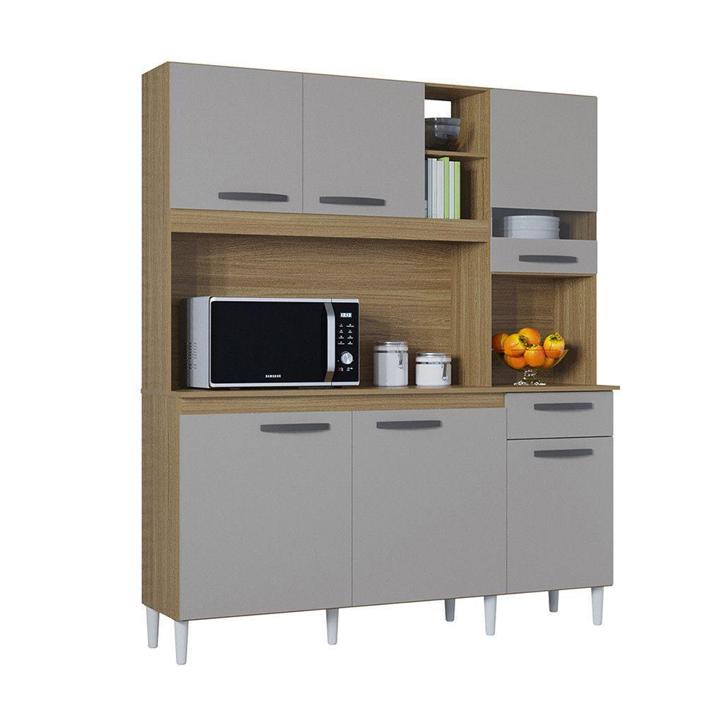 Cozinha Compacta Bárbara 6 Portas 1 Gaveta Poquema Damasco/off White - 4