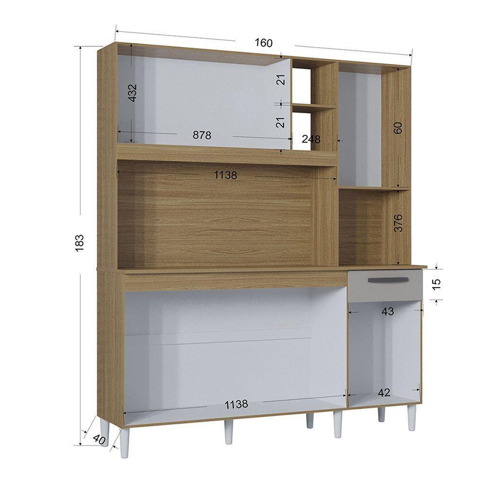 Cozinha Compacta Bárbara 6 Portas 1 Gaveta Poquema Damasco/off White - 5