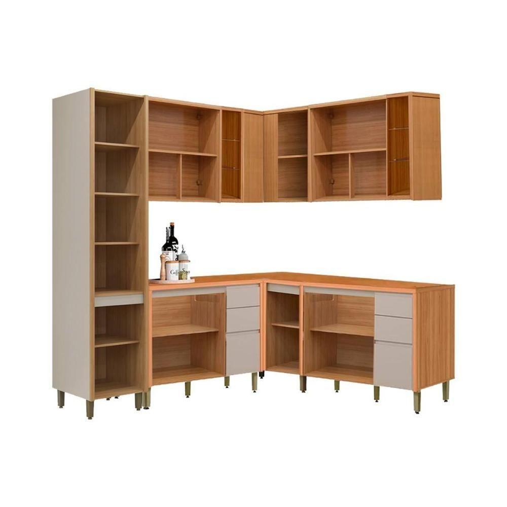 Cozinha Modulada Completa Allure 7 Peças (3aéreos+3balcões+1paneleiro) Cp31 Jequitiba-gris Fosco - Linea Brasil - 3