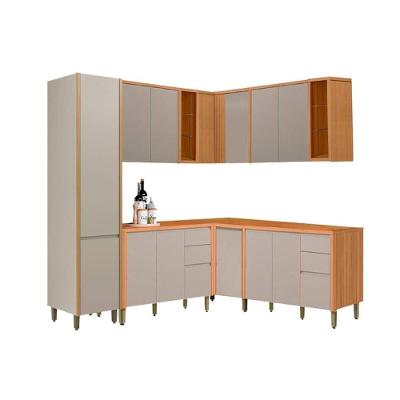 Cozinha Modulada Completa Allure 7 Peças (3aéreos+3balcões+1paneleiro) Cp31 Jequitiba-gris Fosco - Linea Brasil