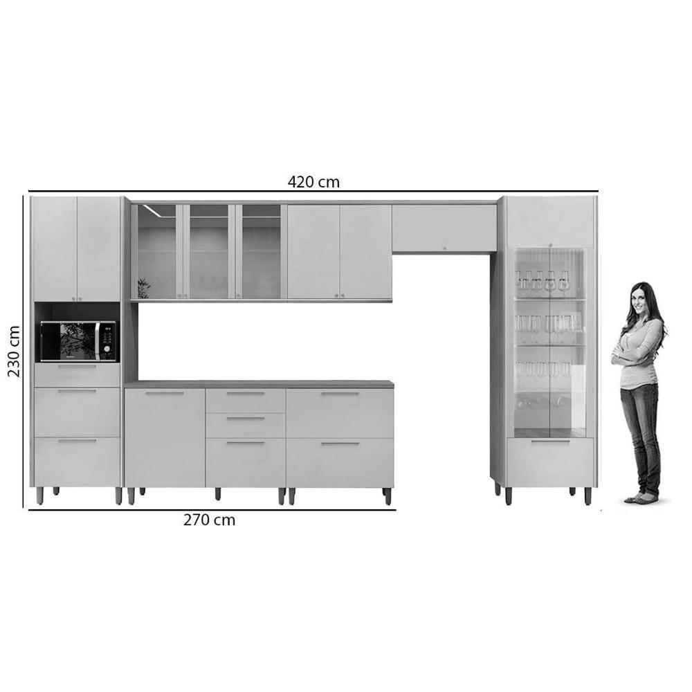 Cozinha Completa Atena 7 Peças (3aéreos+2balcões+1cristaleira+1paneleiro) Cp01 Jequitiba-off White Fosco - Linea Brasil - 4