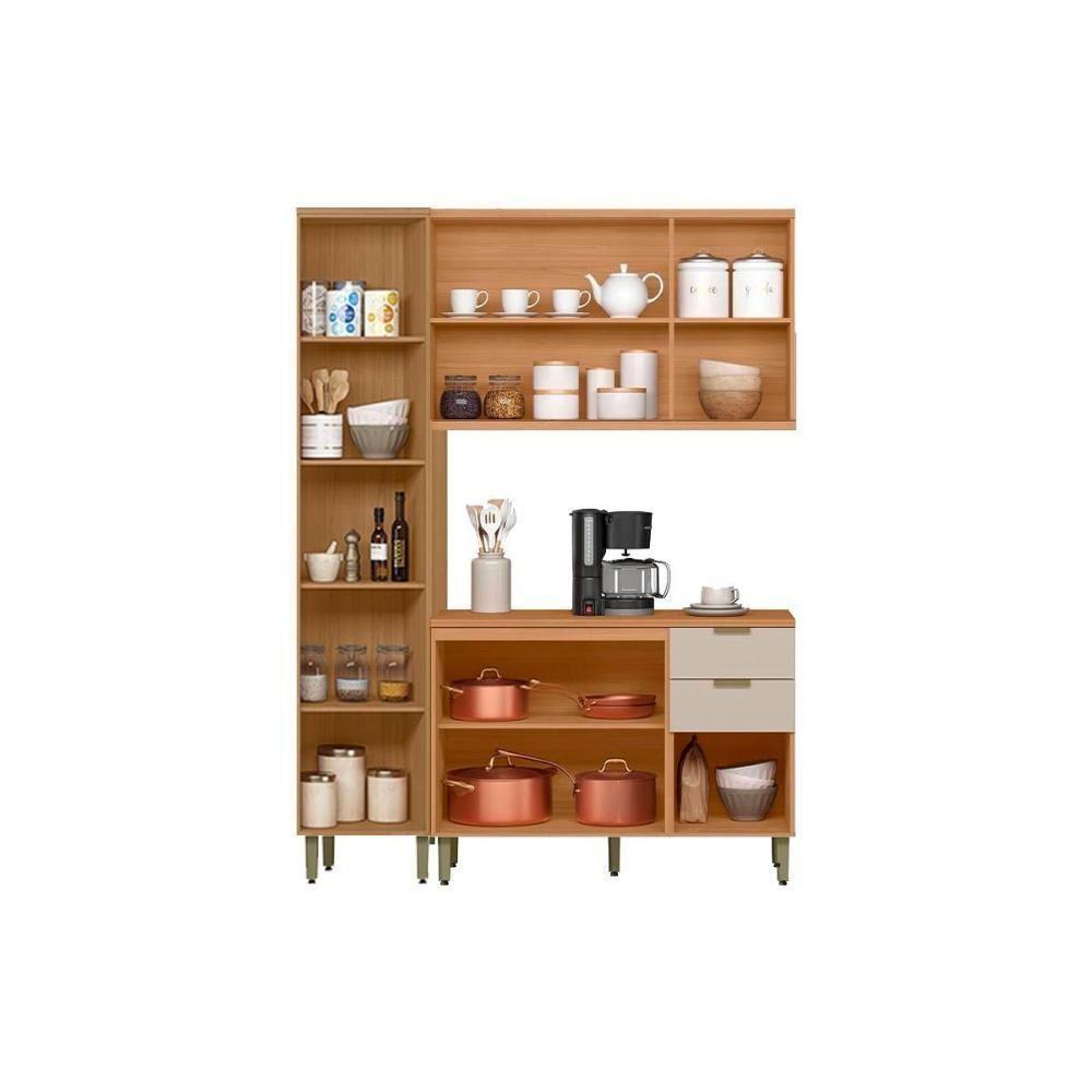 Cozinha Completa Selene 3 Peças (1balcão+1aéreo+1paneleiro) Cp23 Jequitiba-off White Fosco - Linea Brasil - 3