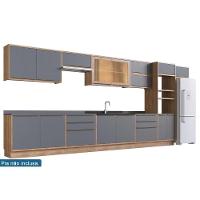 Cozinha Completa Versalis 14 Peças (6aéreos+4balcões+1torrequente+3complementos) C14p166 Freijo-cinza Argila - Herval