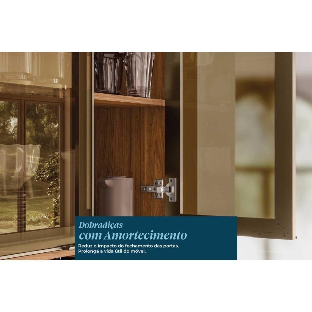 Cozinha Completa Proença 6 Peças (2aéreos+2balcões+1paneleiro+1cristaleira) C6p98 Nogueira-carbono Prime Tx - Demóbile - 7