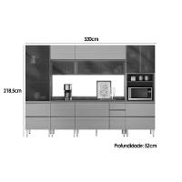 Cozinha Completa Proença 6 Peças (2aéreos+2balcões+1paneleiro+1cristaleira) C6p98 Nogueira-carbono Prime Tx - Demóbile - 3
