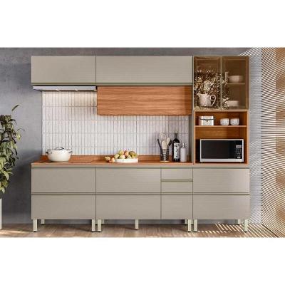 Cozinha Completa Proença 5 Peças (2aéreos+2balcões+1paneleiro) C5p123 Nogueira Touch-nude Prime - Demóbile