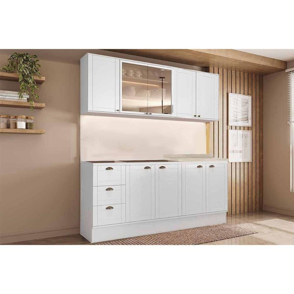 Cozinha Completa Bella 4 Peças (2aéreos+2balcões) C4p213 Branco - Carraro - 1